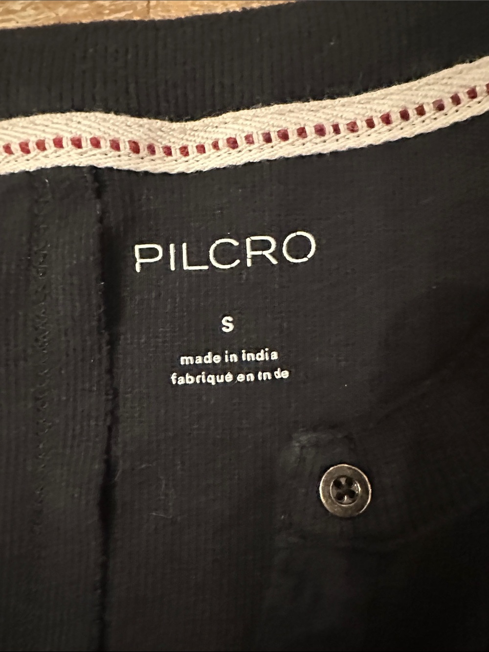 Pilcro Black Short-Sleeve Henley Top with Button Placket - Picture 3 of 3